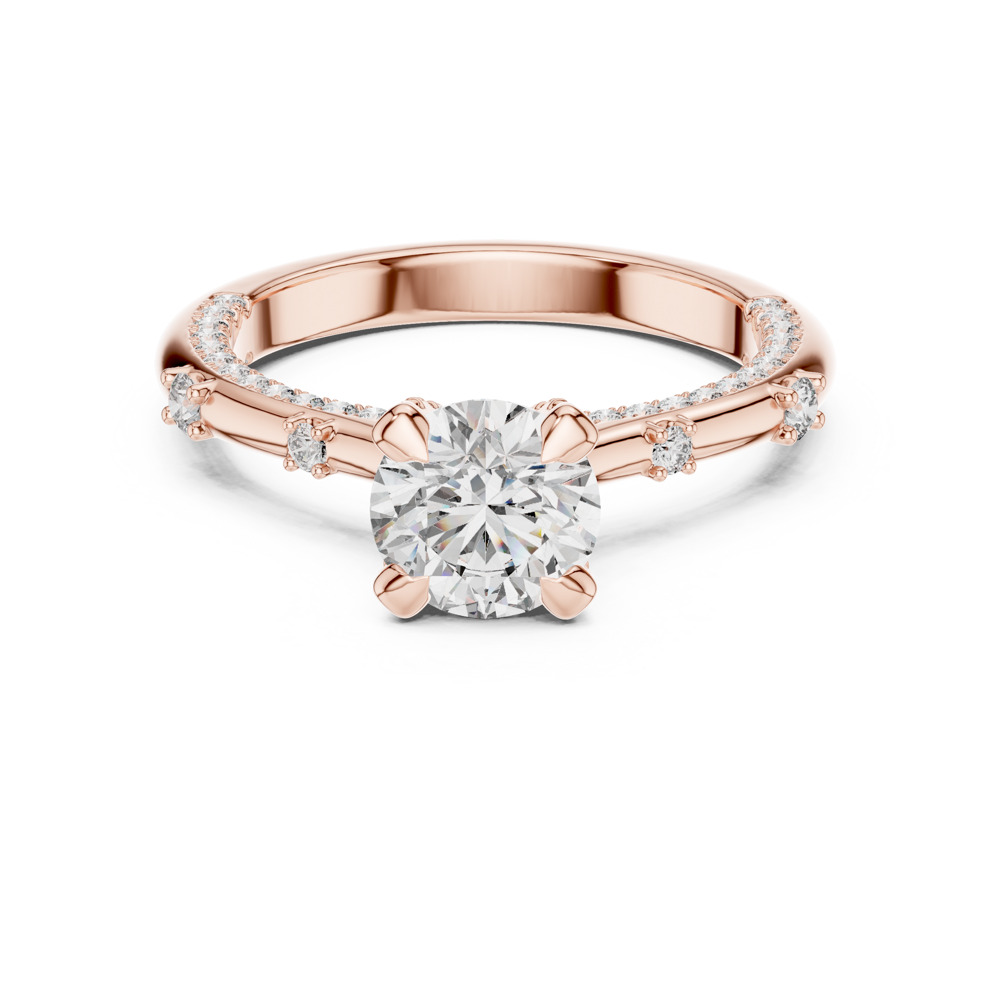 Round Side Stone Lab Grown Diamond Ring