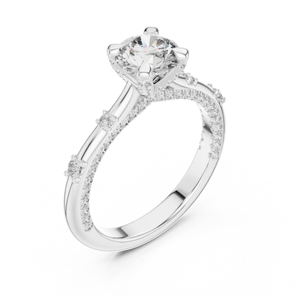 Round Side Stone Lab Grown Diamond Ring
