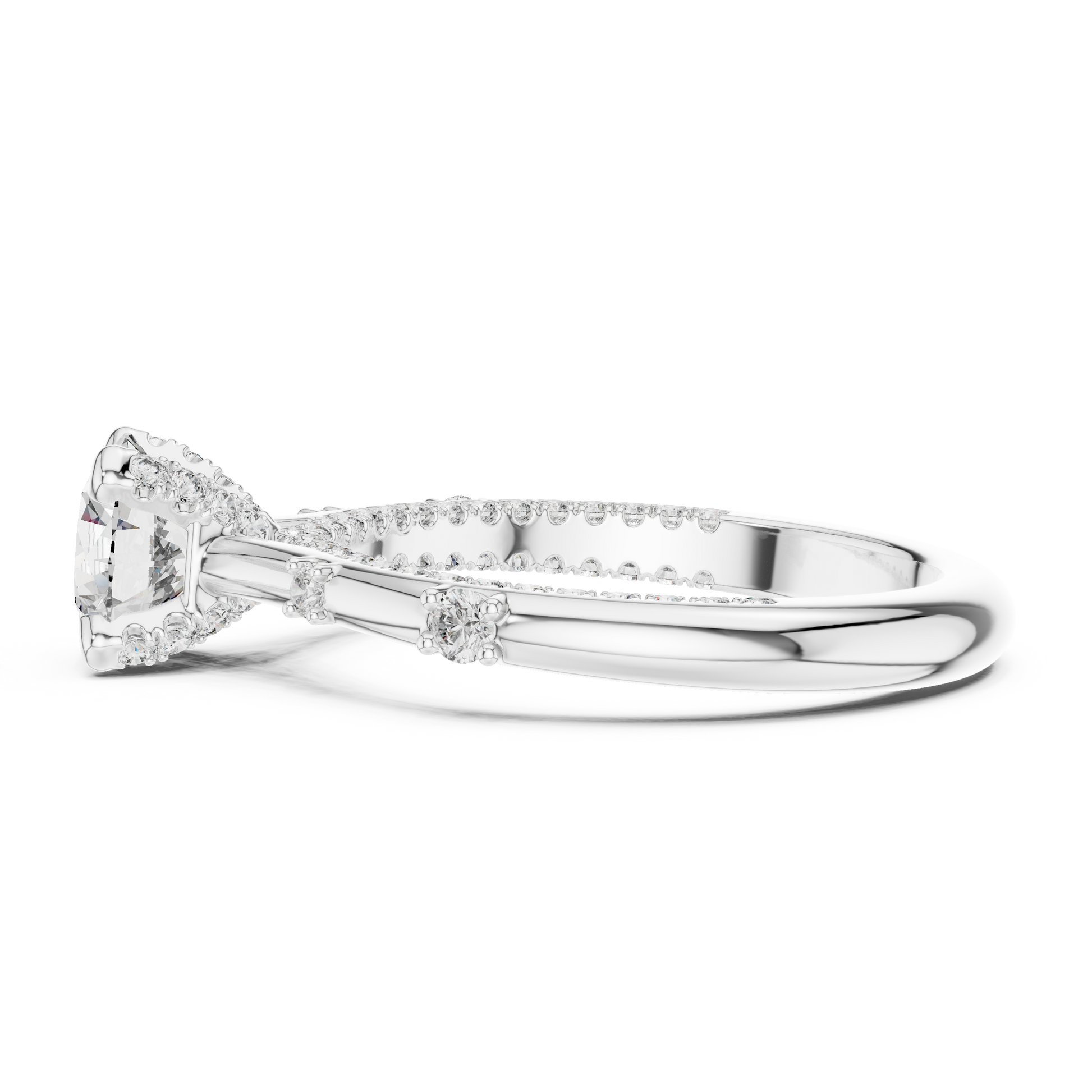Round Side Stone Lab Grown Diamond Ring