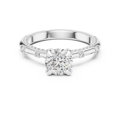 Round Side Stone Lab Grown Diamond Ring