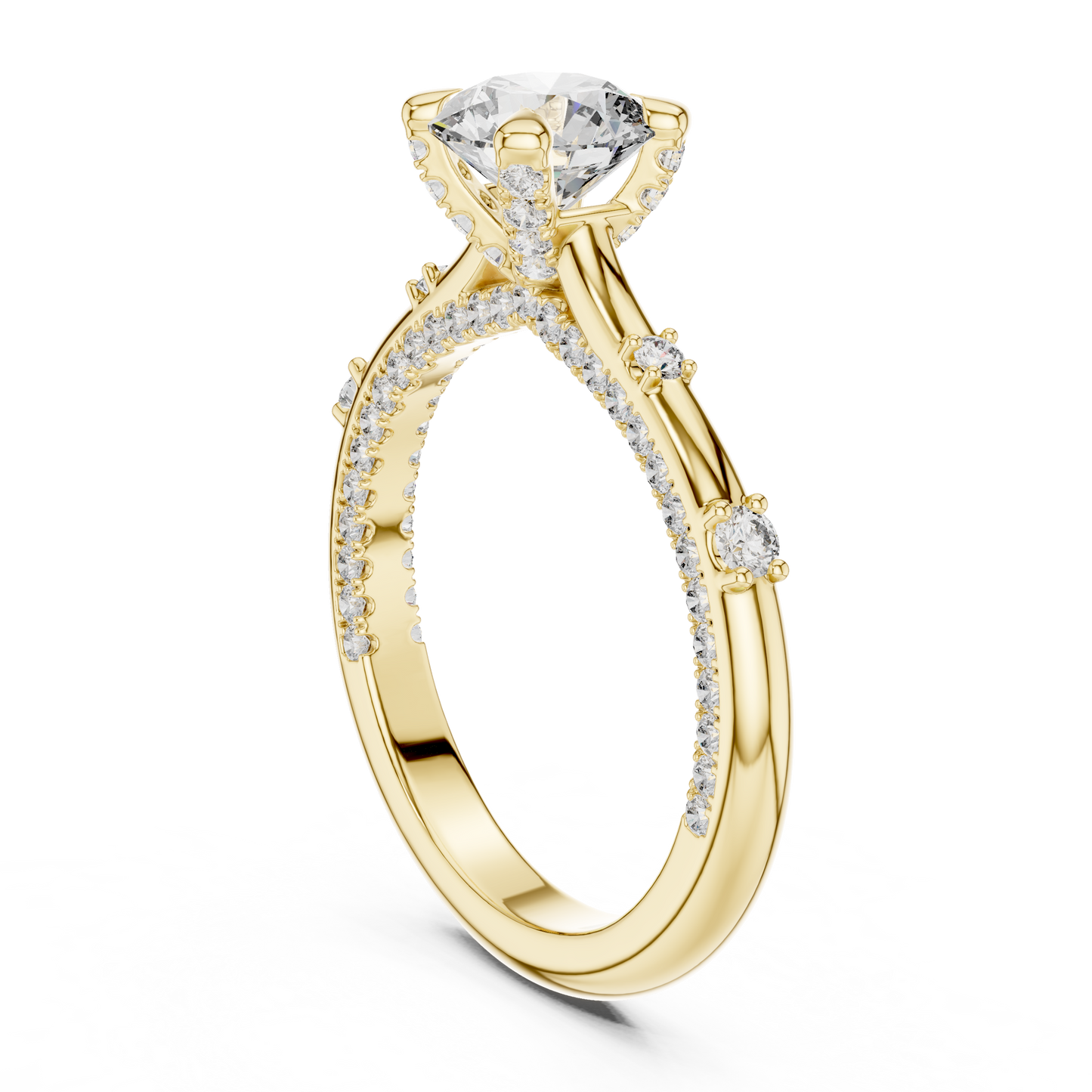 Round Side Stone Lab Grown Diamond Ring