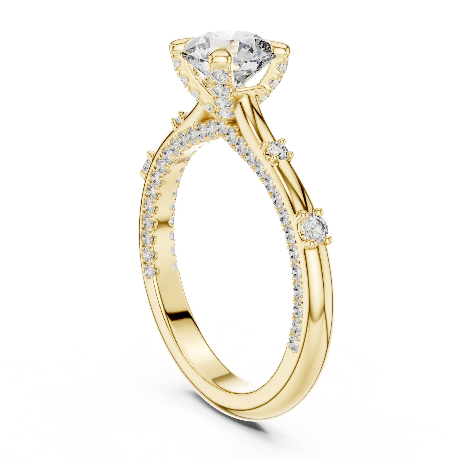 Round Side Stone Lab Grown Diamond Ring