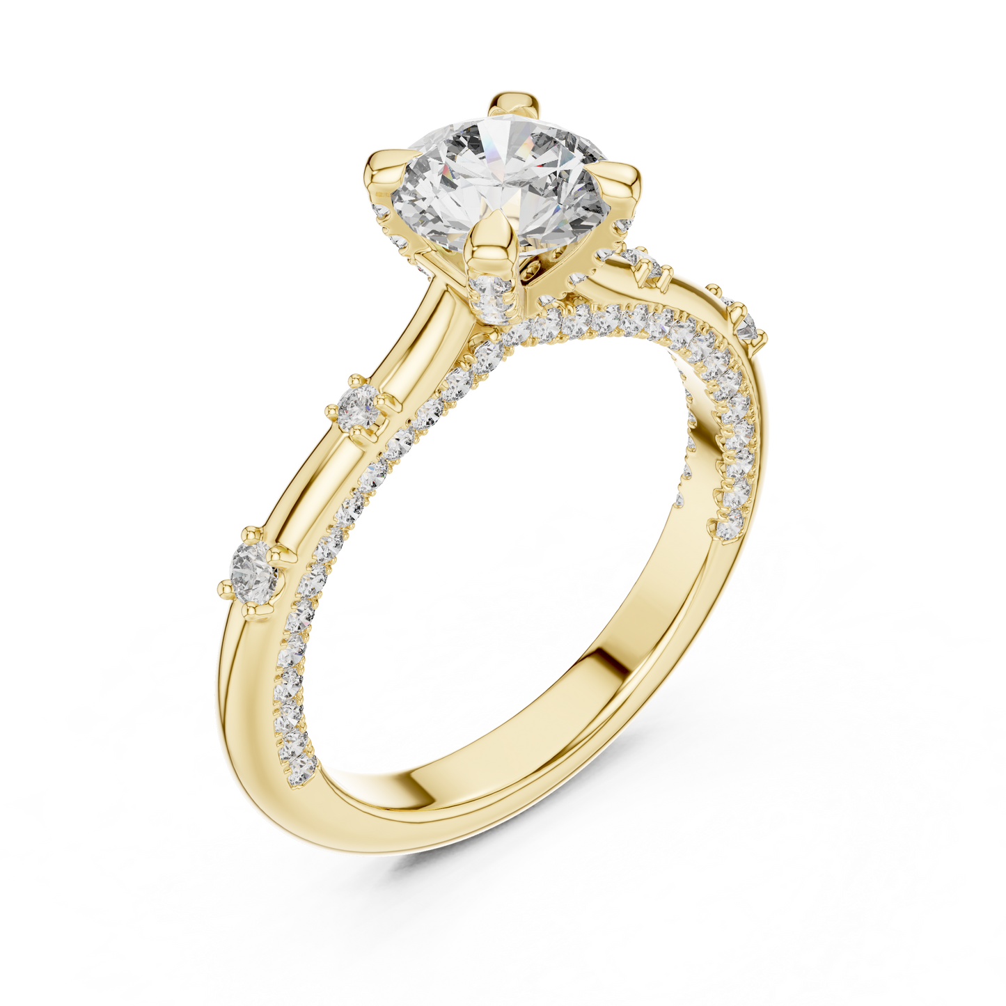 Round Side Stone Lab Grown Diamond Ring