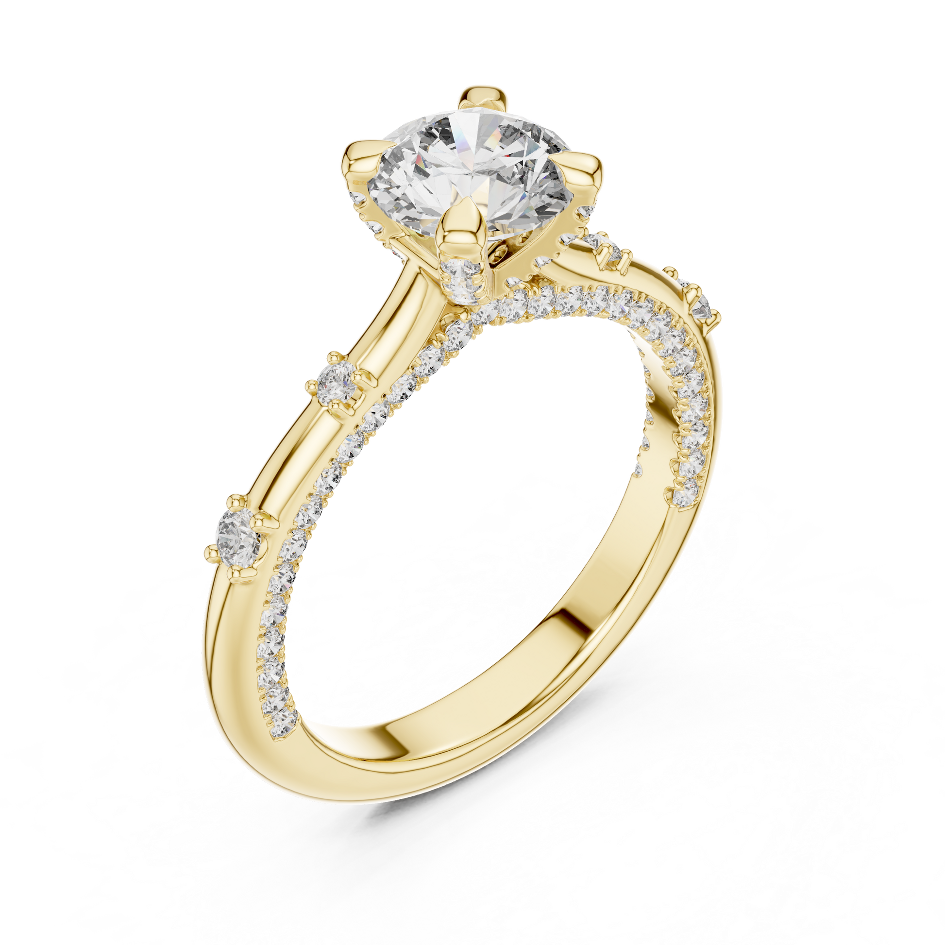 Round Side Stone Lab Grown Diamond Ring