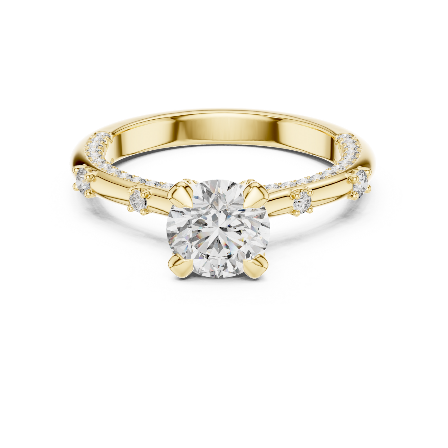 Round Side Stone Lab Grown Diamond Ring