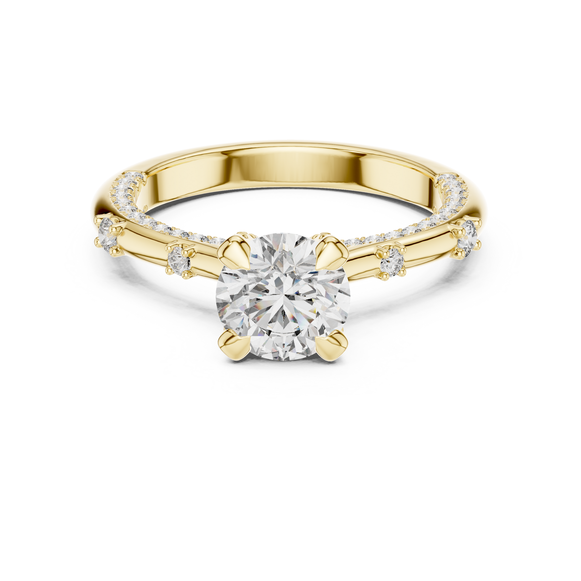 Round Side Stone Lab Grown Diamond Ring