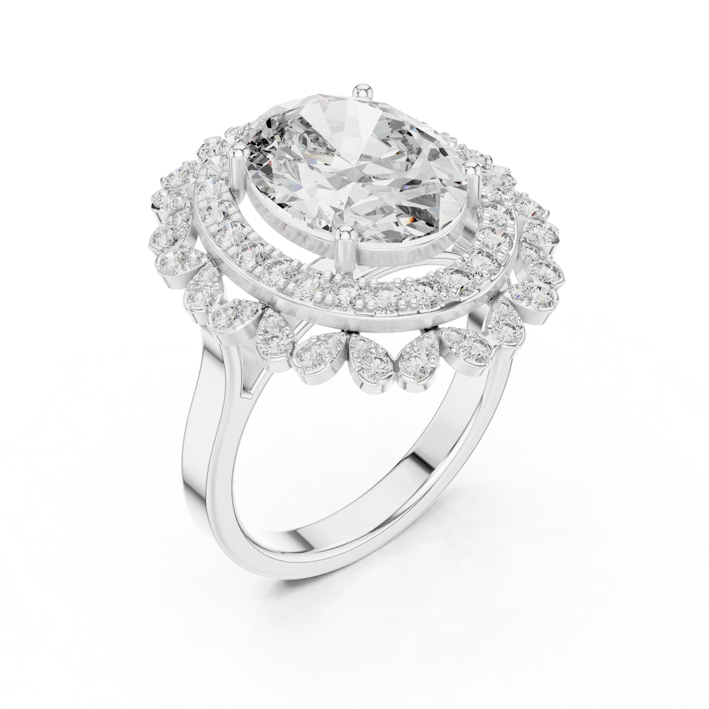 Mixed Shape Lab Grown Diamond Halo Ring
