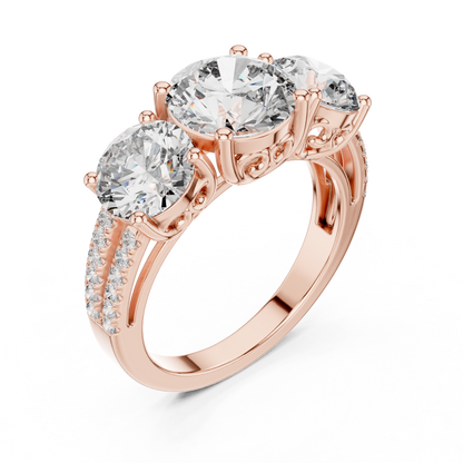 Round Three Stone Lab Grown Diamond Ring