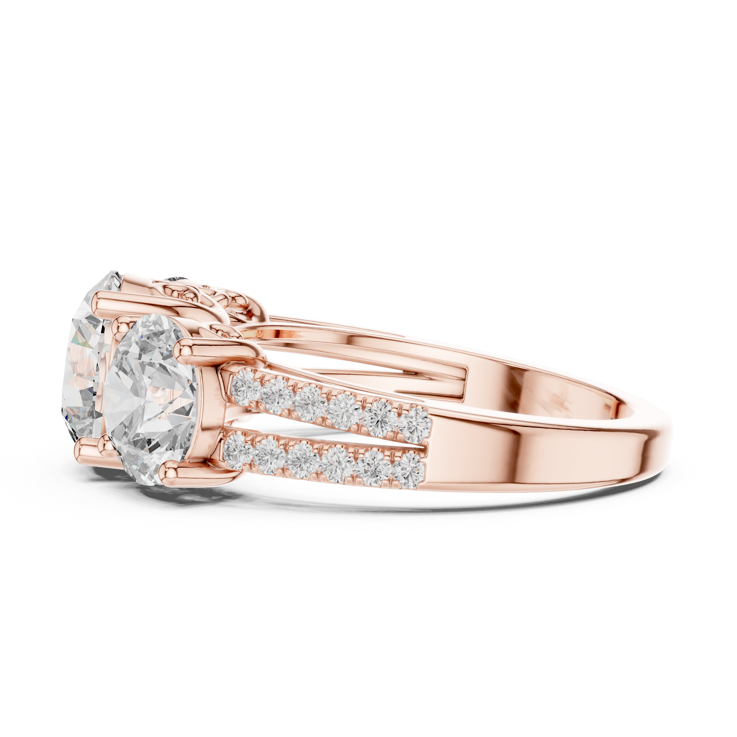 Round Three Stone Lab Grown Diamond Ring