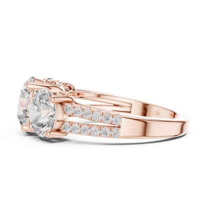 Round Three Stone Lab Grown Diamond Ring