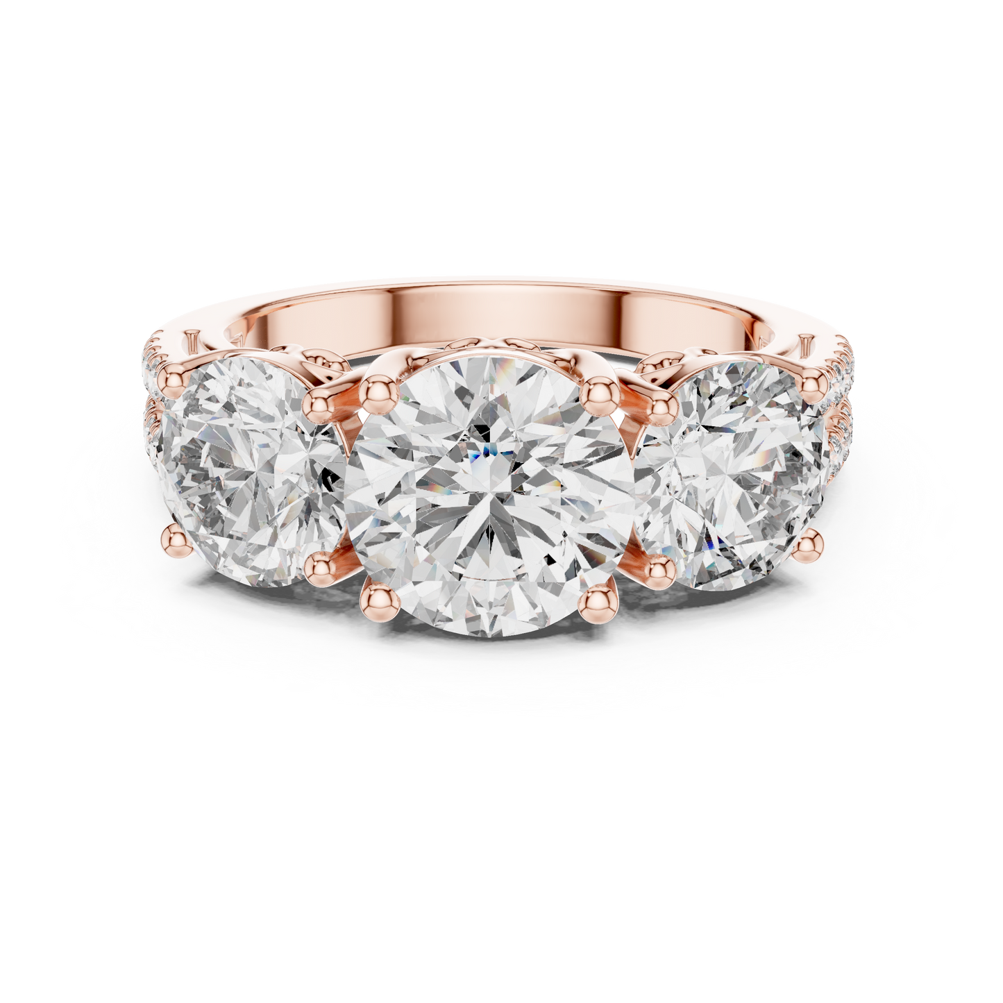Round Three Stone Lab Grown Diamond Ring