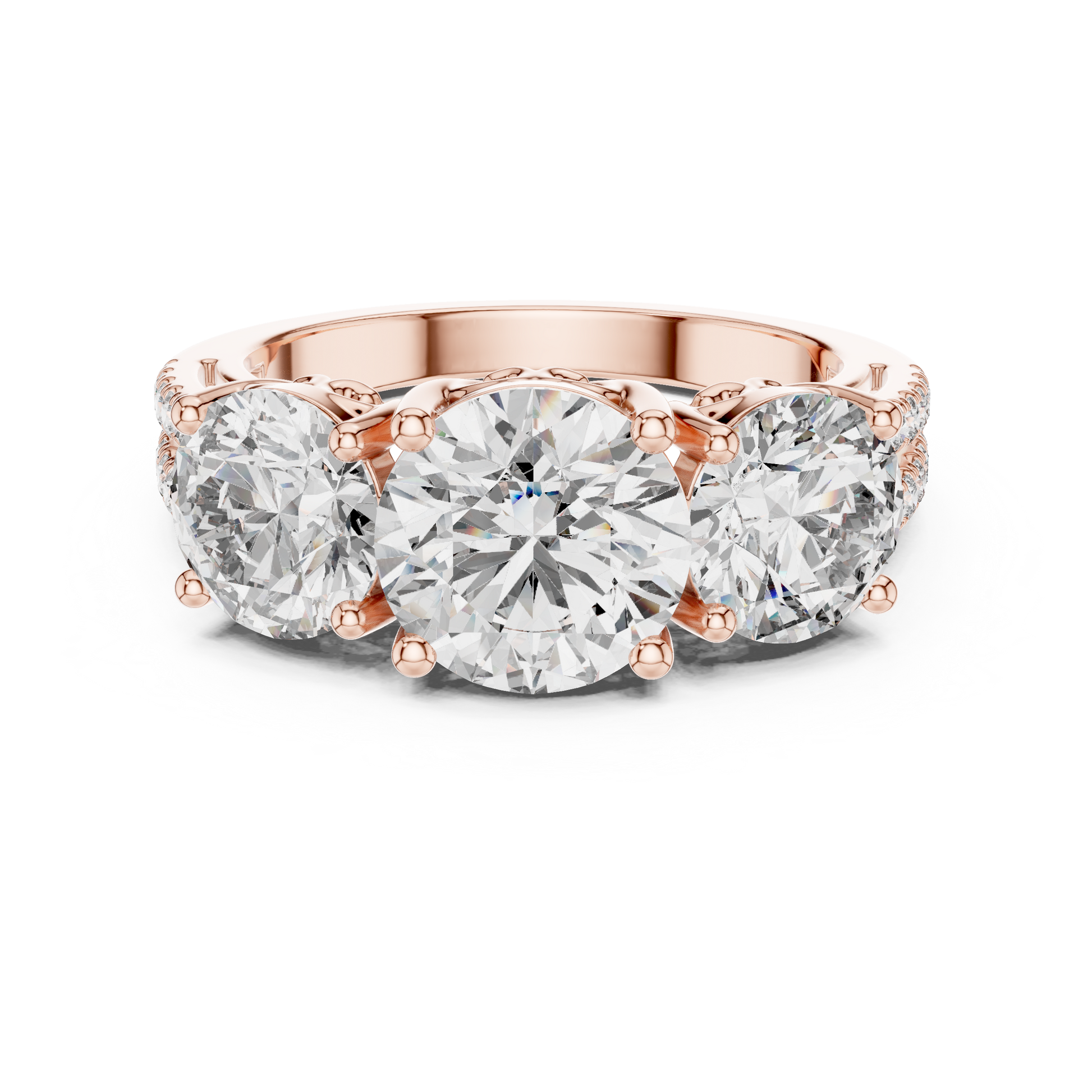 Round Three Stone Lab Grown Diamond Ring