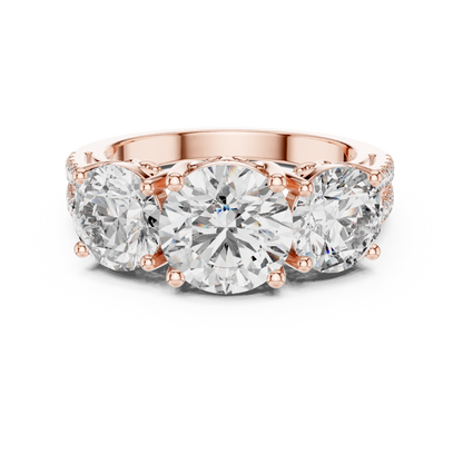 Round Three Stone Lab Grown Diamond Ring