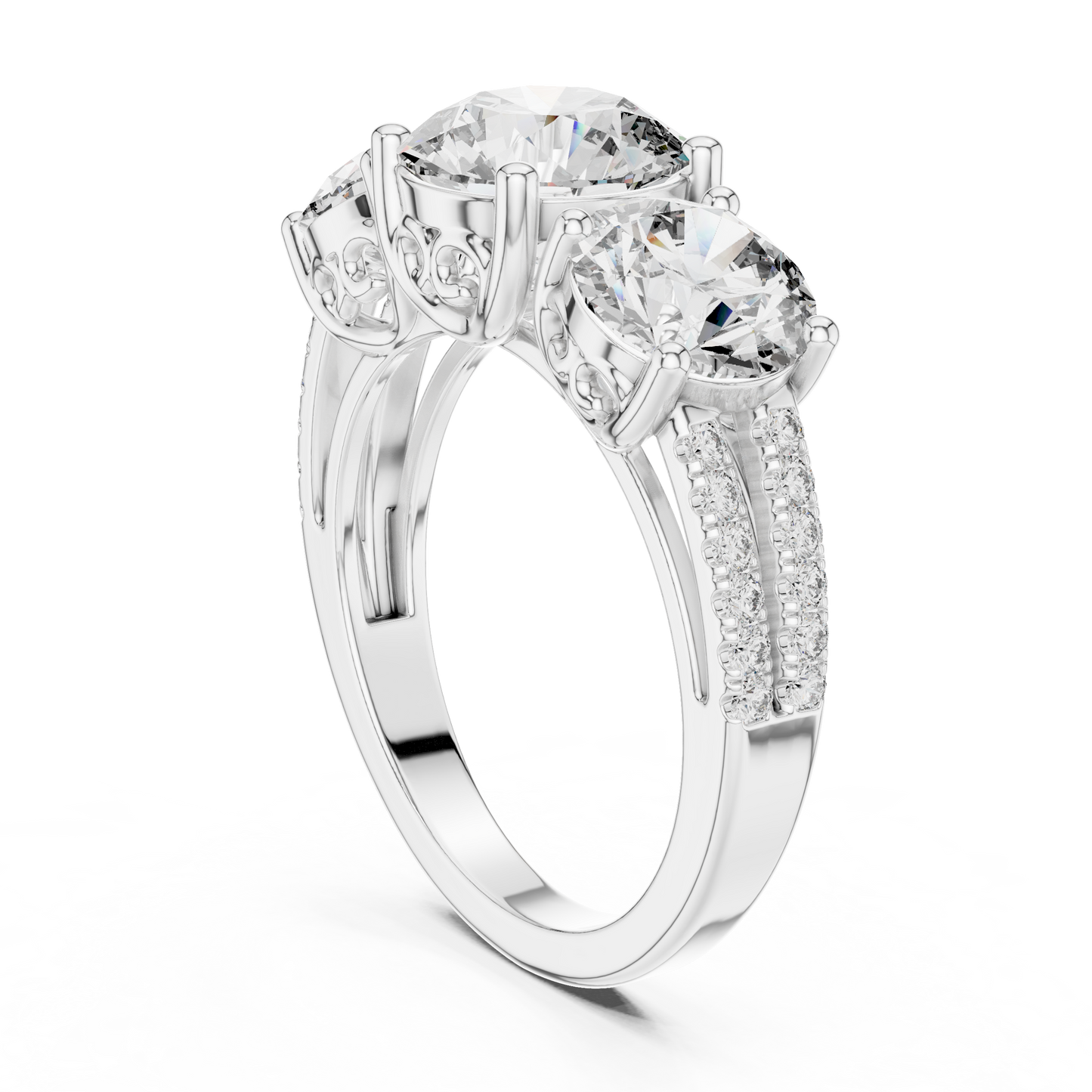 Round Three Stone Lab Grown Diamond Ring