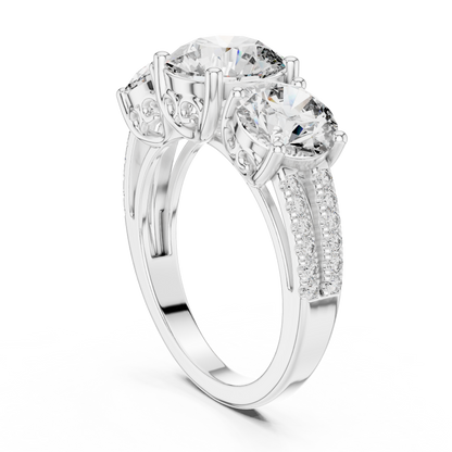 Round Three Stone Lab Grown Diamond Ring