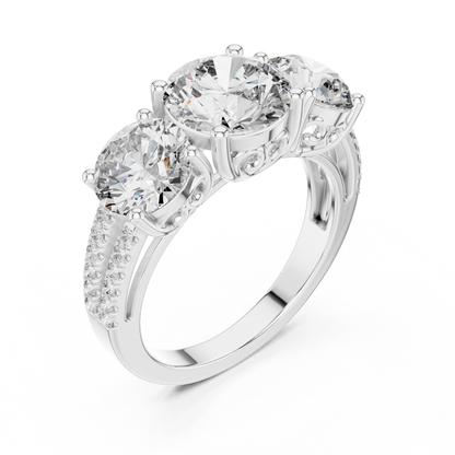 Round Three Stone Lab Grown Diamond Ring