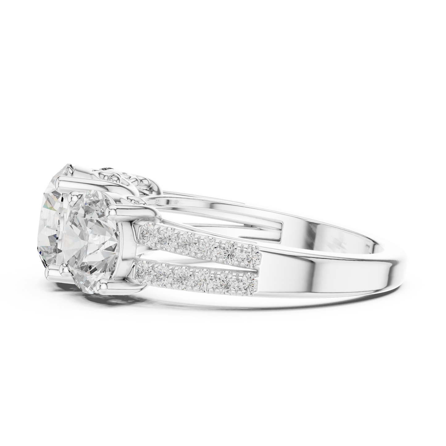 Round Three Stone Lab Grown Diamond Ring