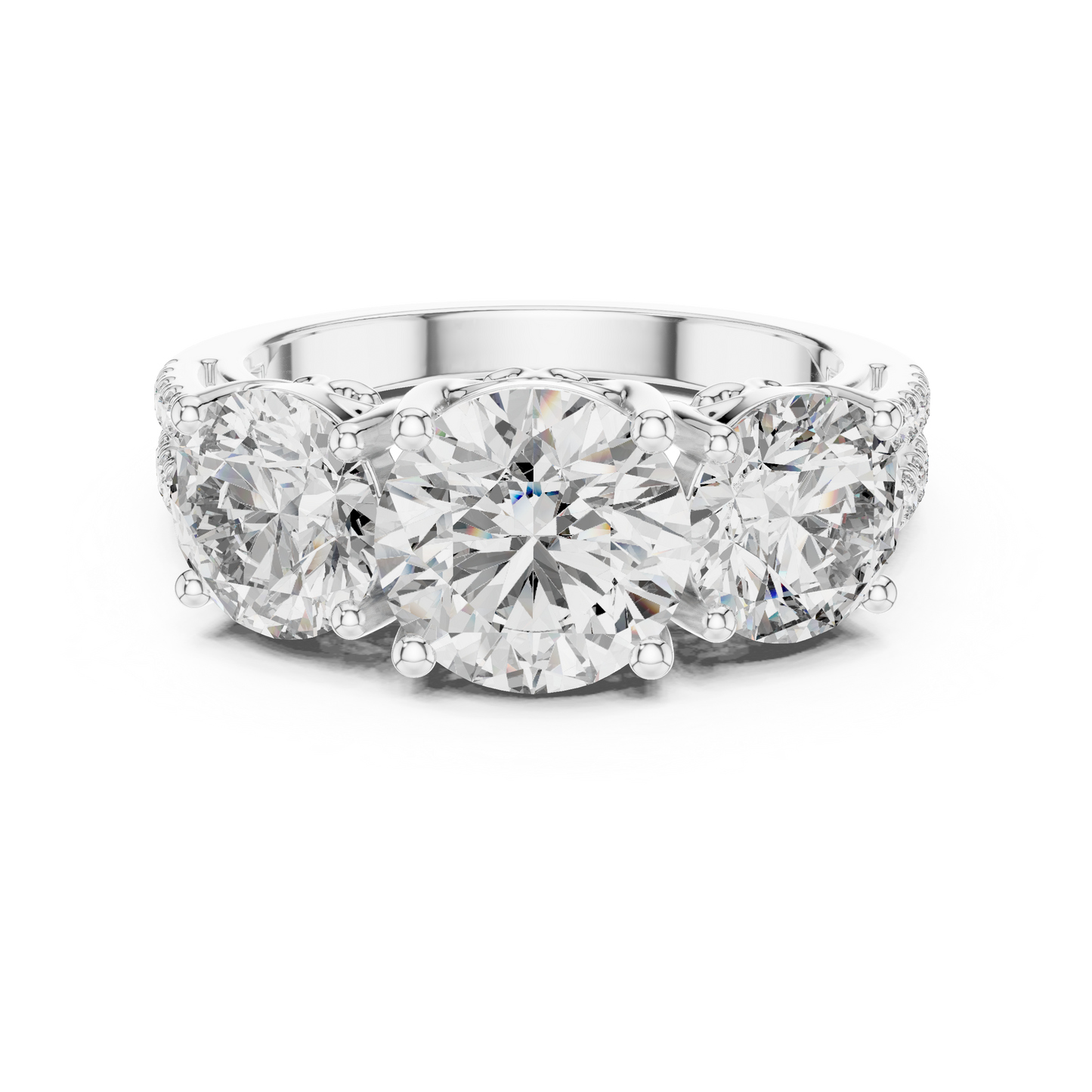 Round Three Stone Lab Grown Diamond Ring
