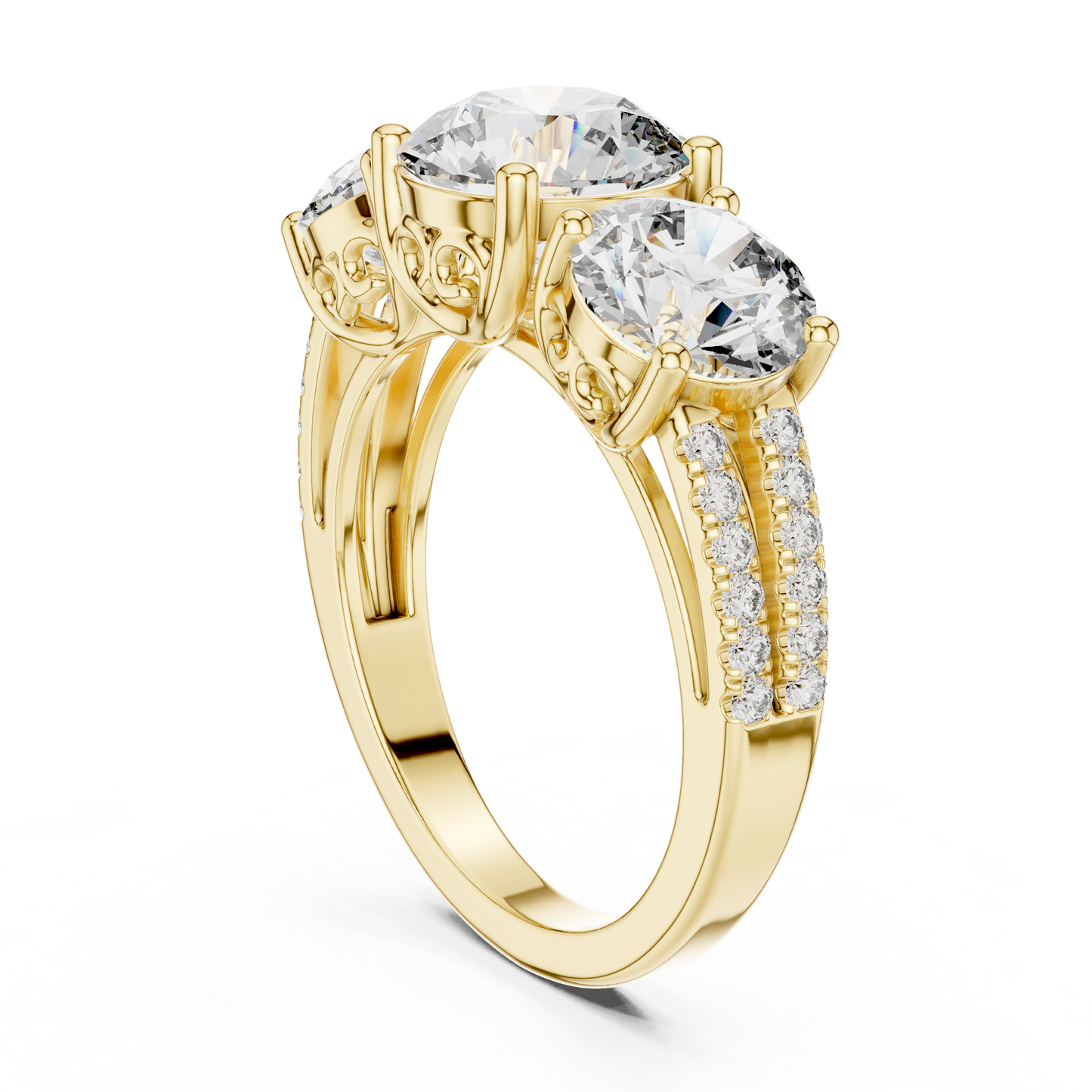 Round Three Stone Lab Grown Diamond Ring