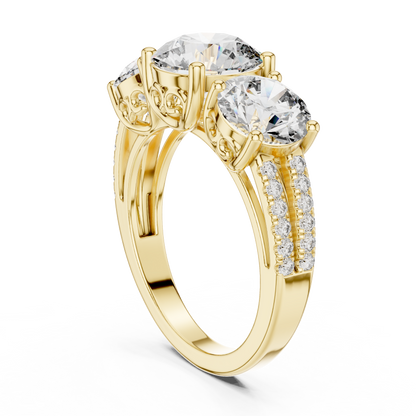 Round Three Stone Lab Grown Diamond Ring
