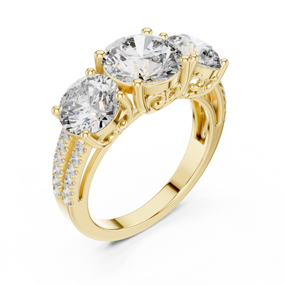 Round Three Stone Lab Grown Diamond Ring
