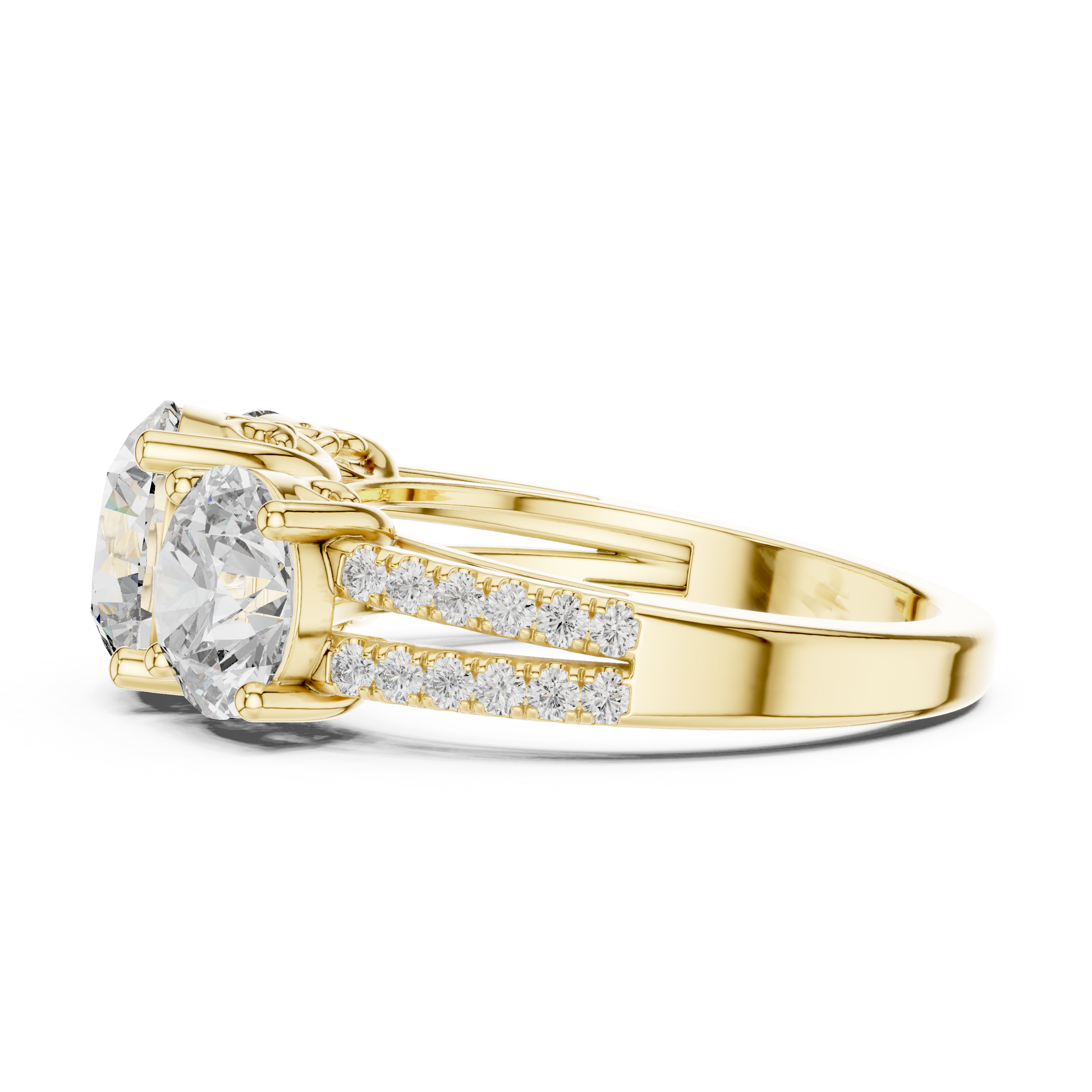 Round Three Stone Lab Grown Diamond Ring