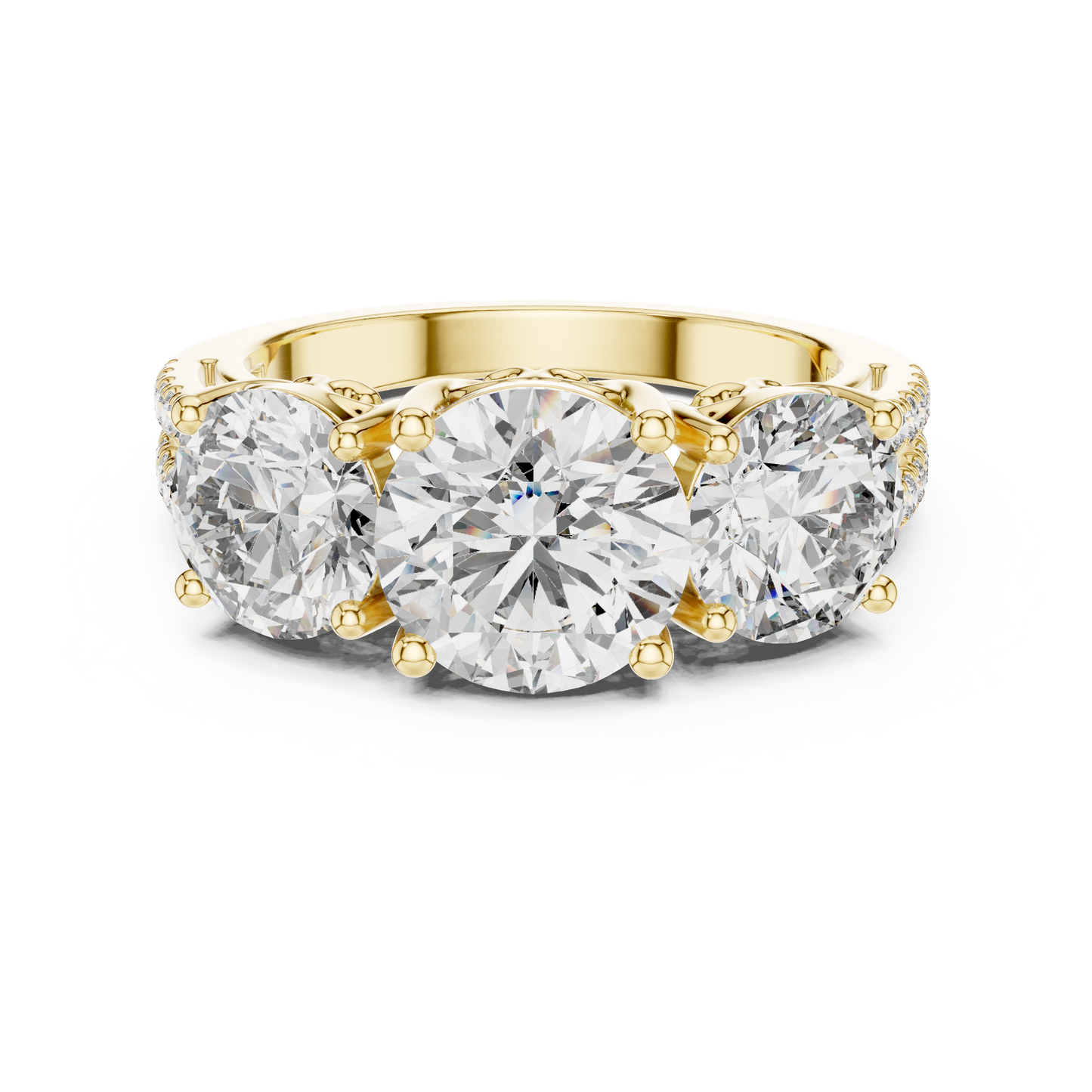 Round Three Stone Lab Grown Diamond Ring