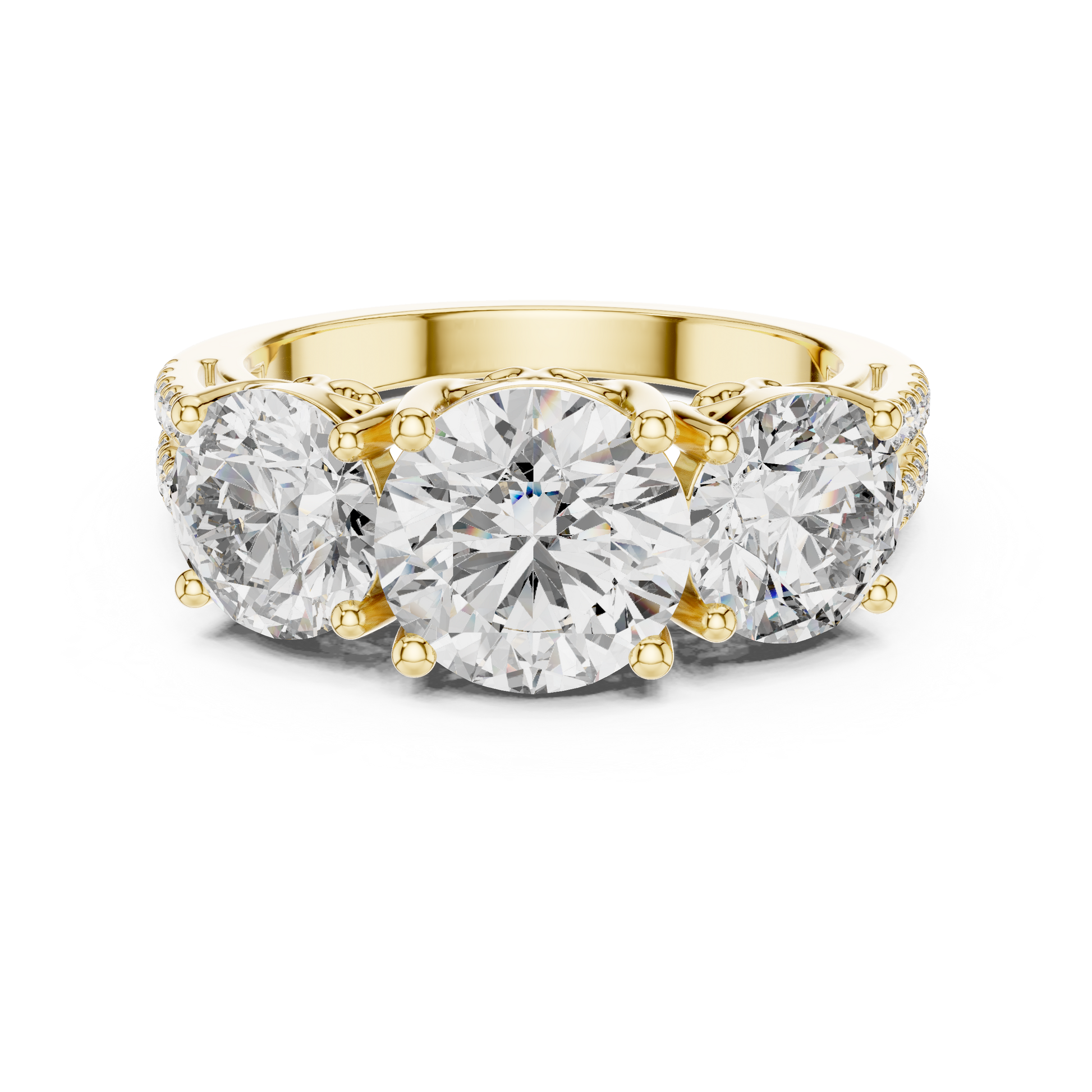 Round Three Stone Lab Grown Diamond Ring