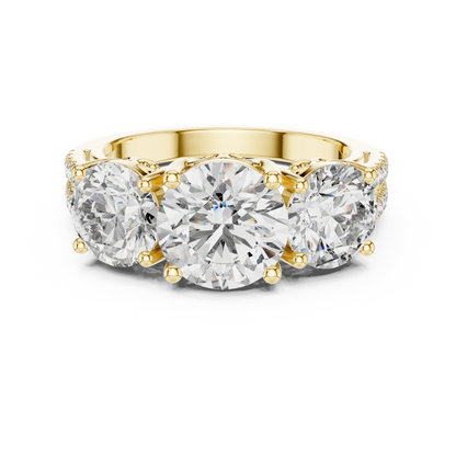Round Three Stone Lab Grown Diamond Ring