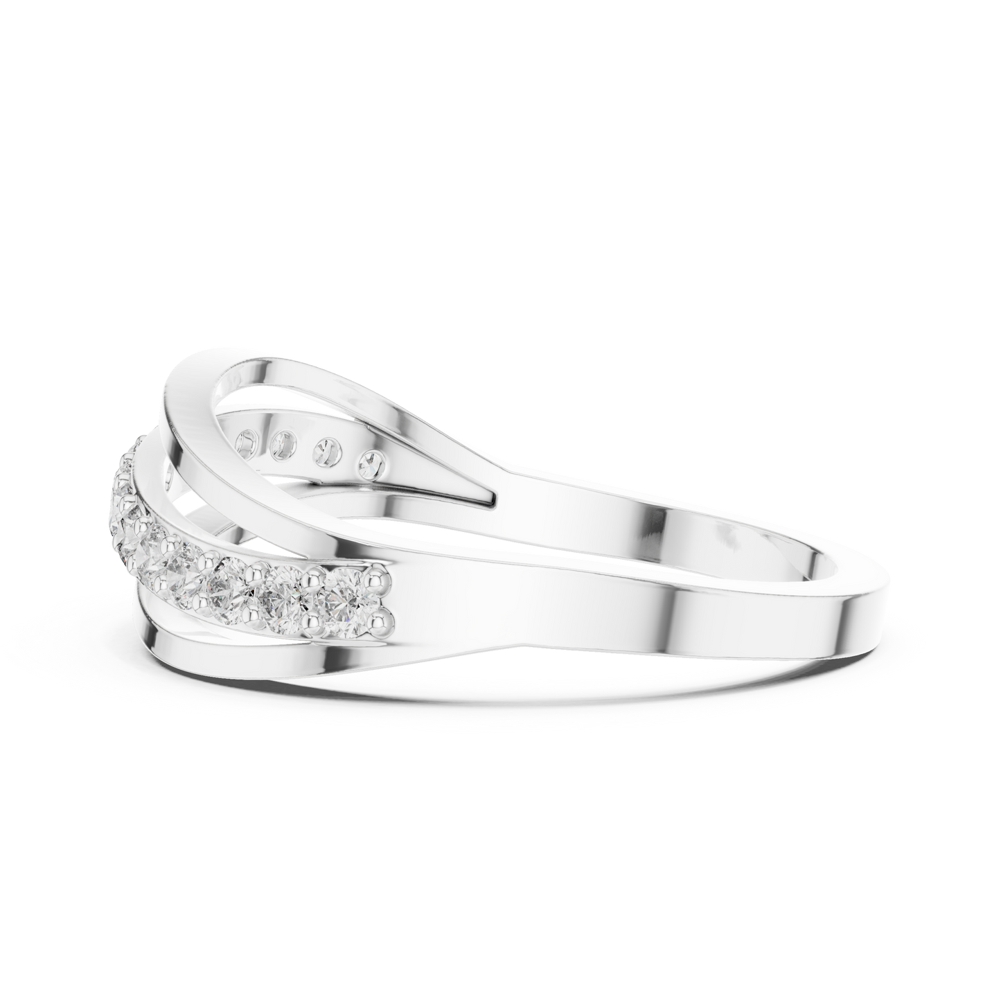 Round Side Stone Lab Grown Diamond Ring