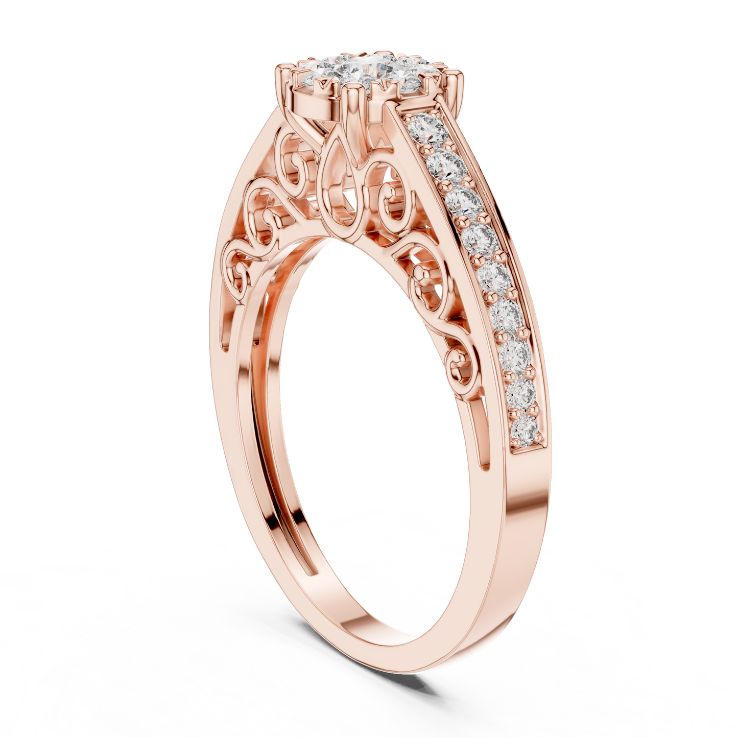 Round Side Stone Lab Grown Diamond Ring