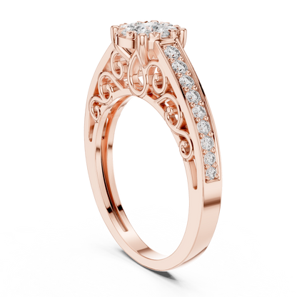 Round Side Stone Lab Grown Diamond Ring