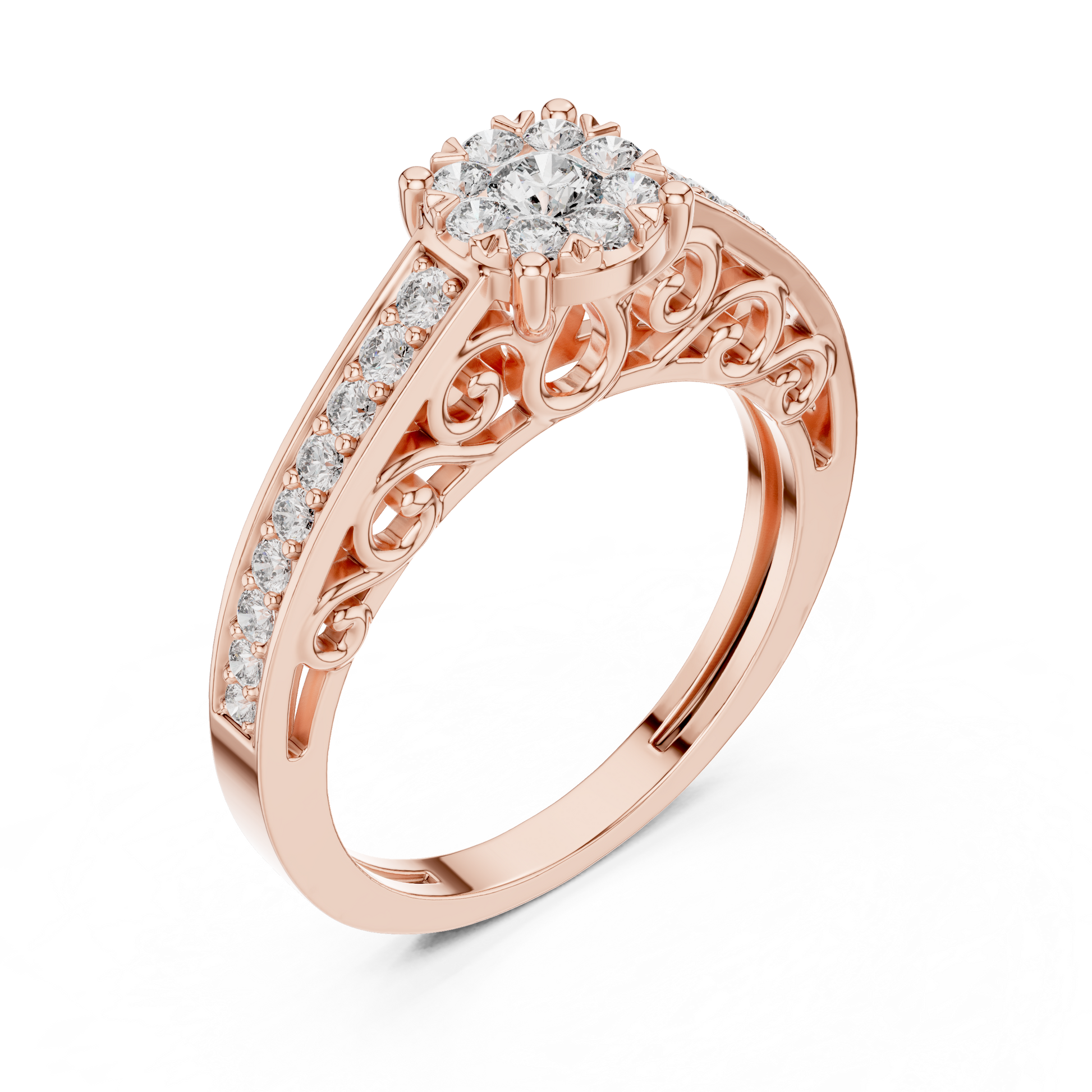 Round Side Stone Lab Grown Diamond Ring