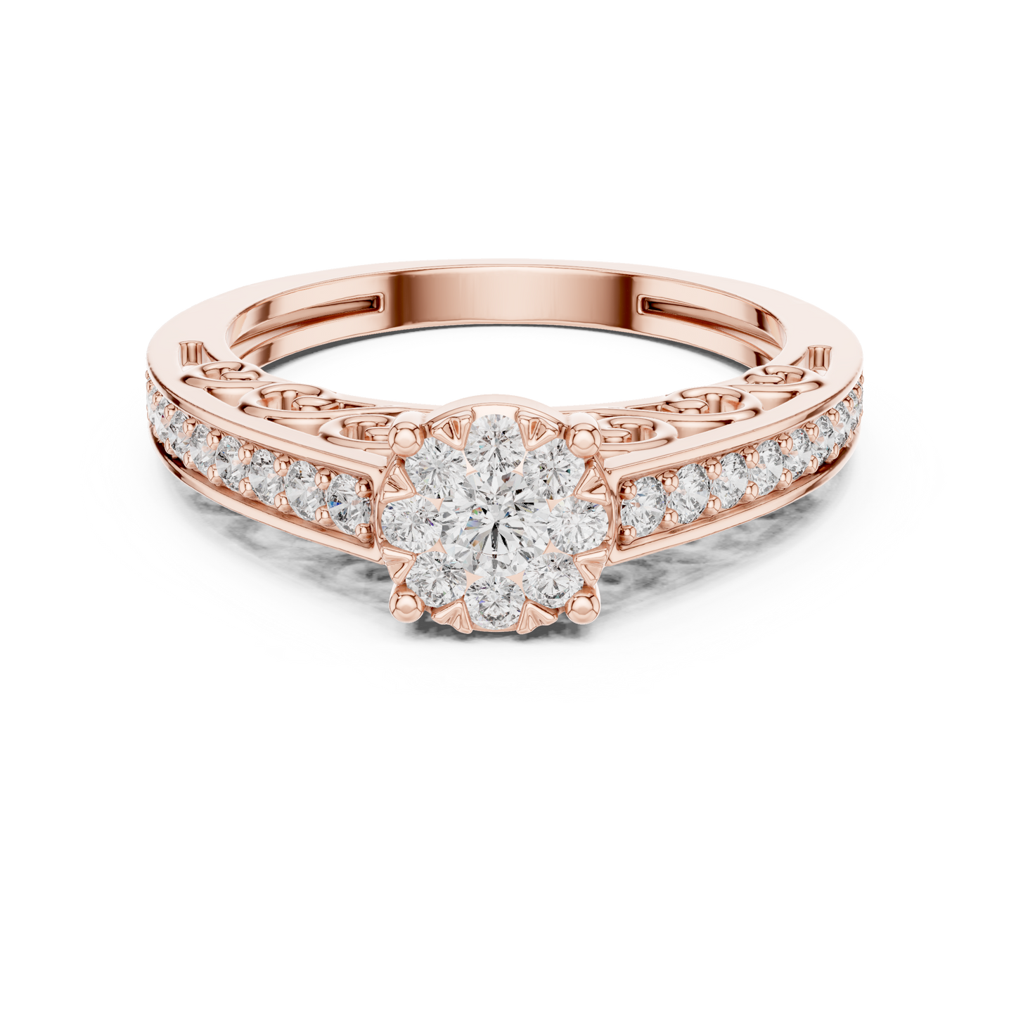Round Side Stone Lab Grown Diamond Ring