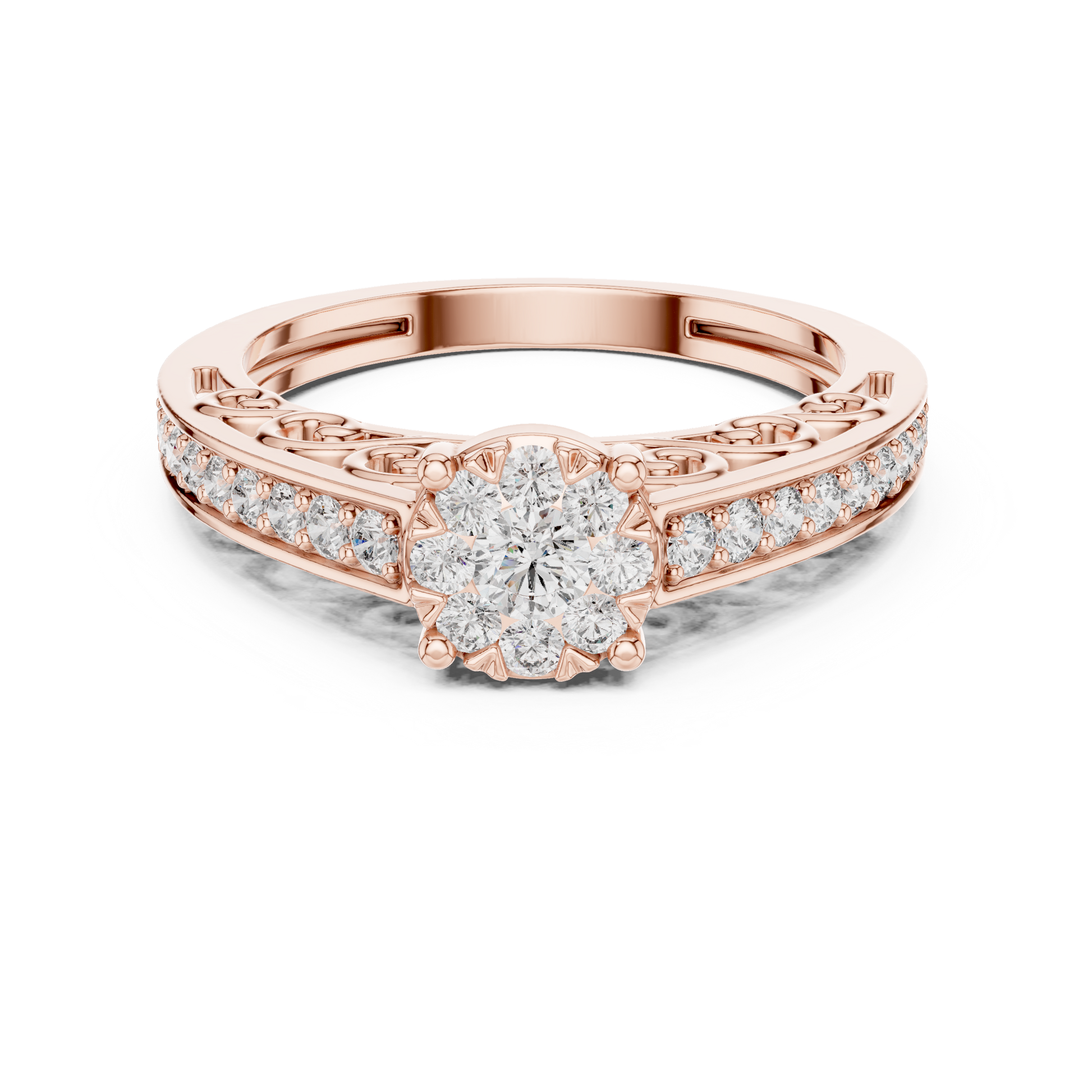 Round Side Stone Lab Grown Diamond Ring