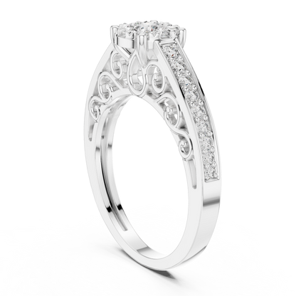 Round Side Stone Lab Grown Diamond Ring