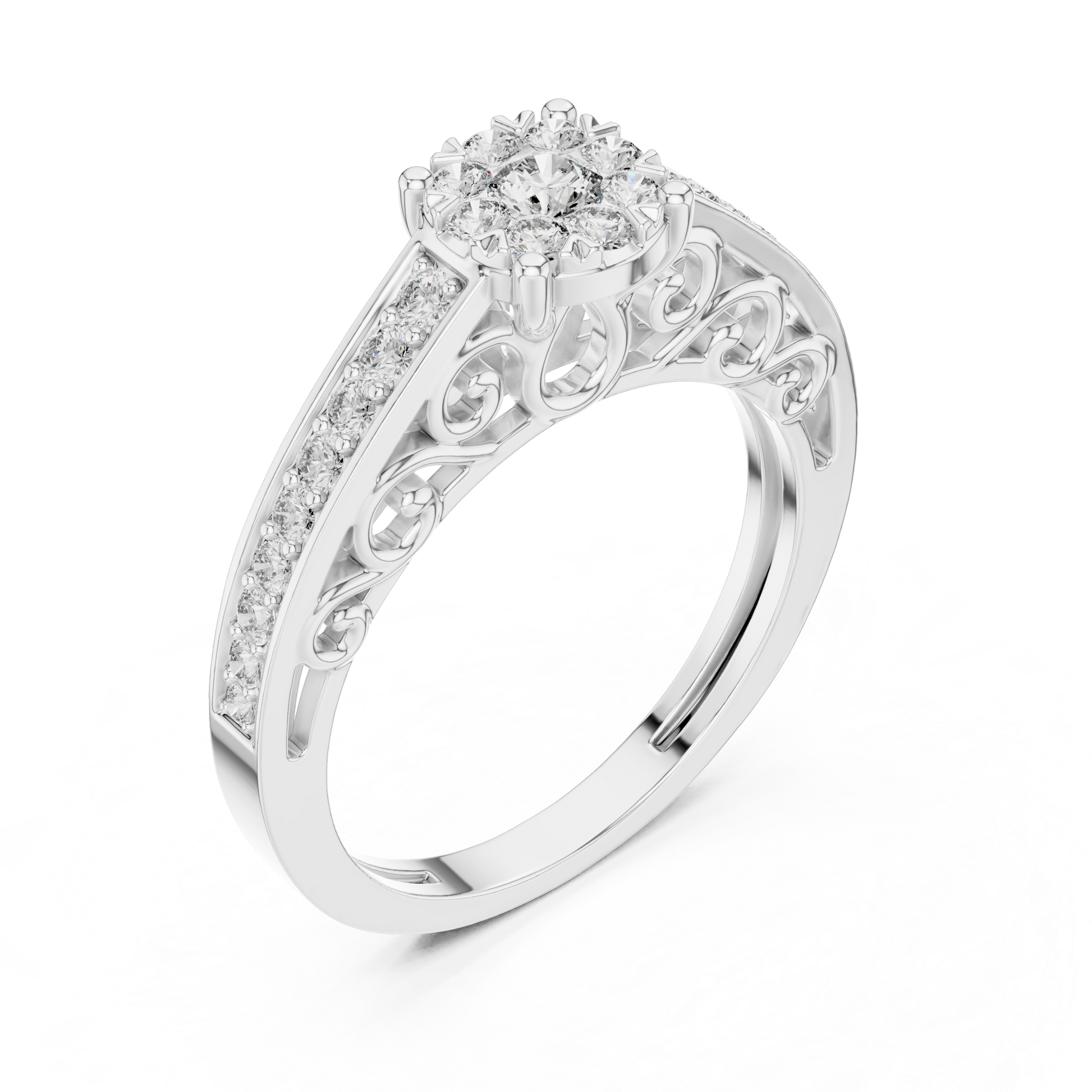 Round Side Stone Lab Grown Diamond Ring