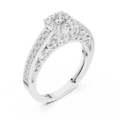 Round Side Stone Lab Grown Diamond Ring