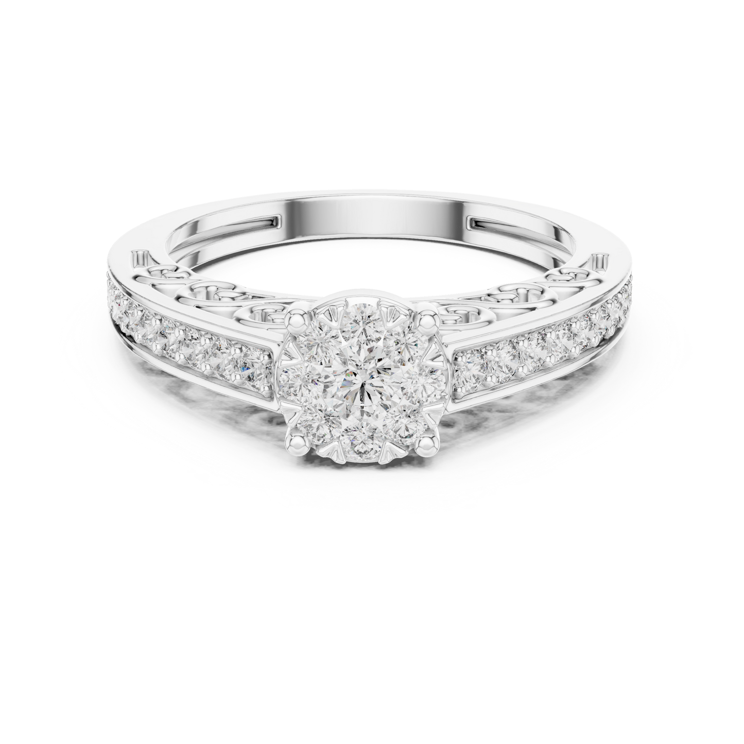 Round Side Stone Lab Grown Diamond Ring