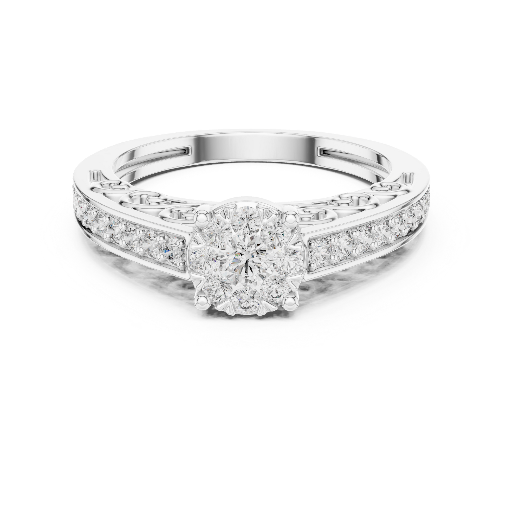 Round Side Stone Lab Grown Diamond Ring