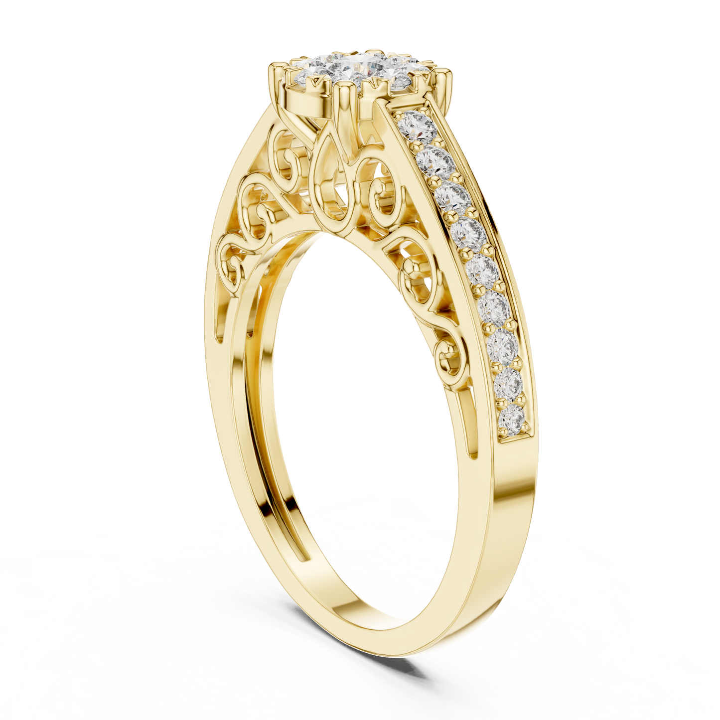 Round Side Stone Lab Grown Diamond Ring