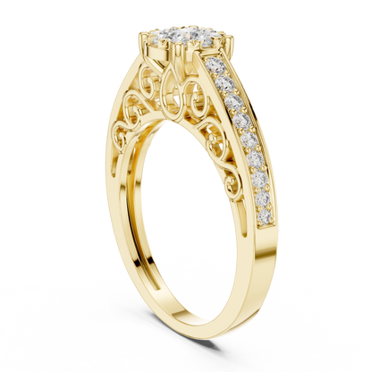 Round Side Stone Lab Grown Diamond Ring