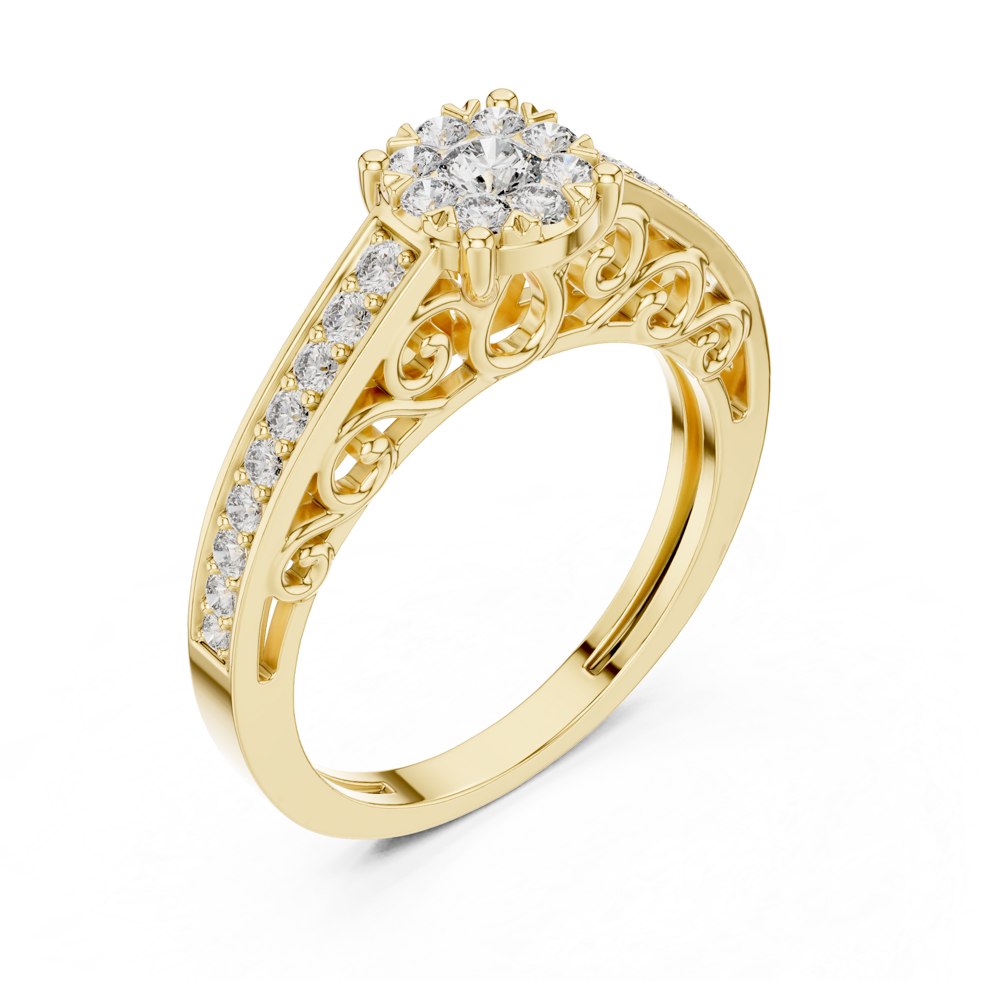 Round Side Stone Lab Grown Diamond Ring