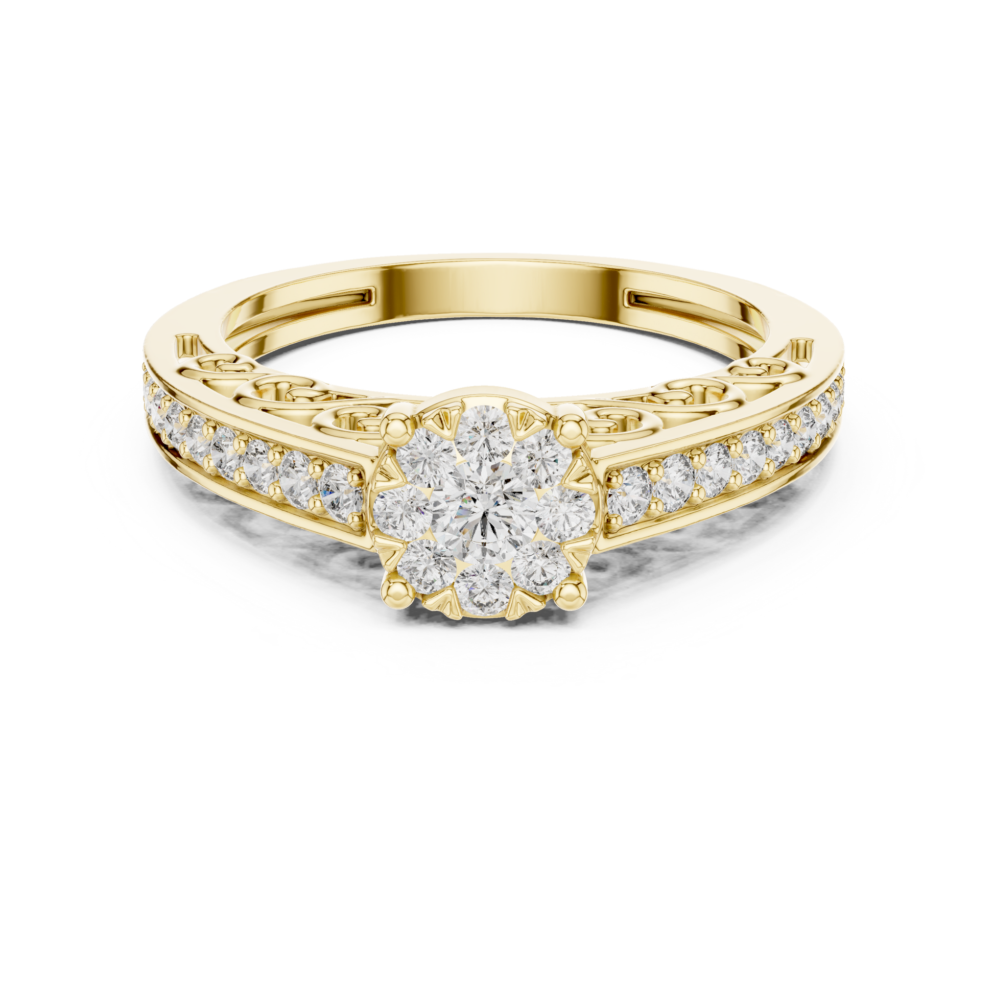Round Side Stone Lab Grown Diamond Ring
