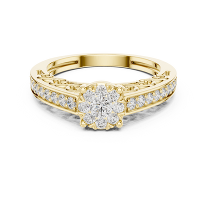 Round Side Stone Lab Grown Diamond Ring