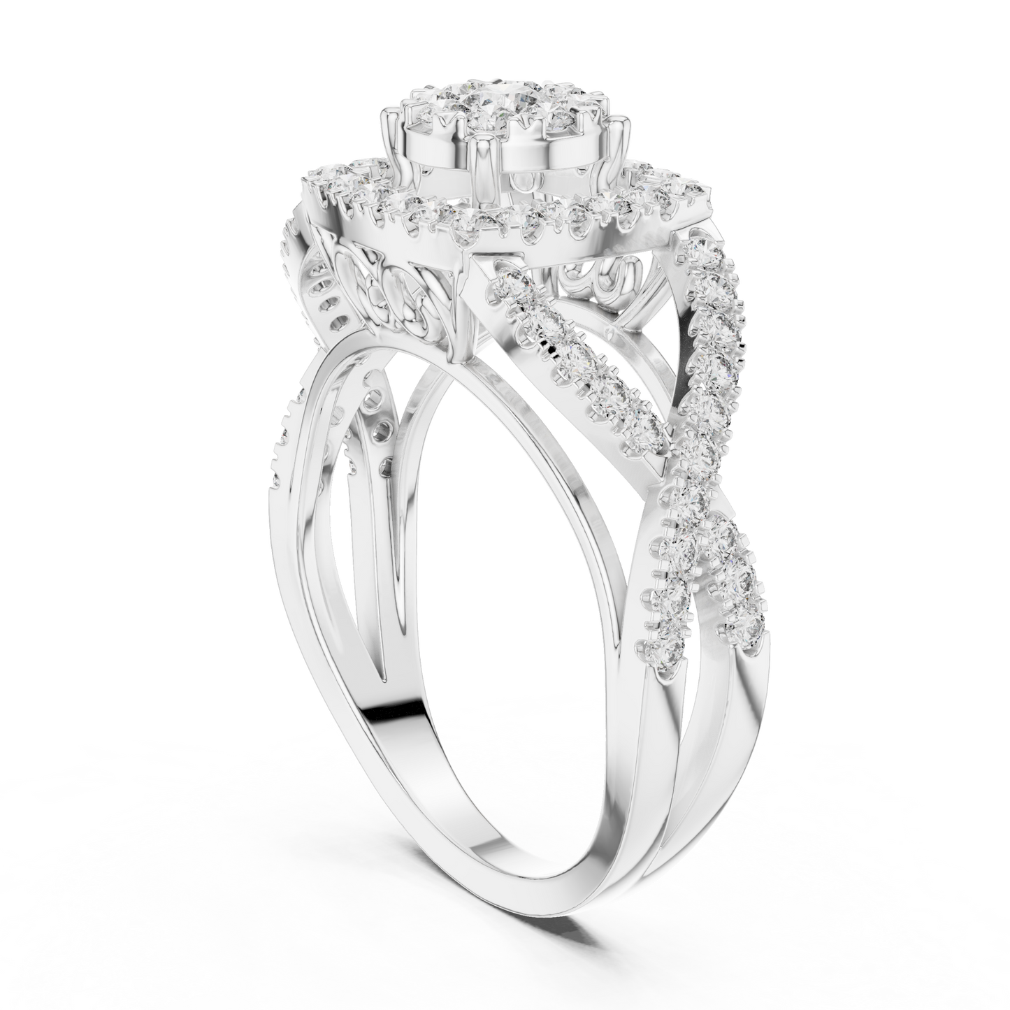 Mixed Shape Lab Grown Diamond Halo Ring