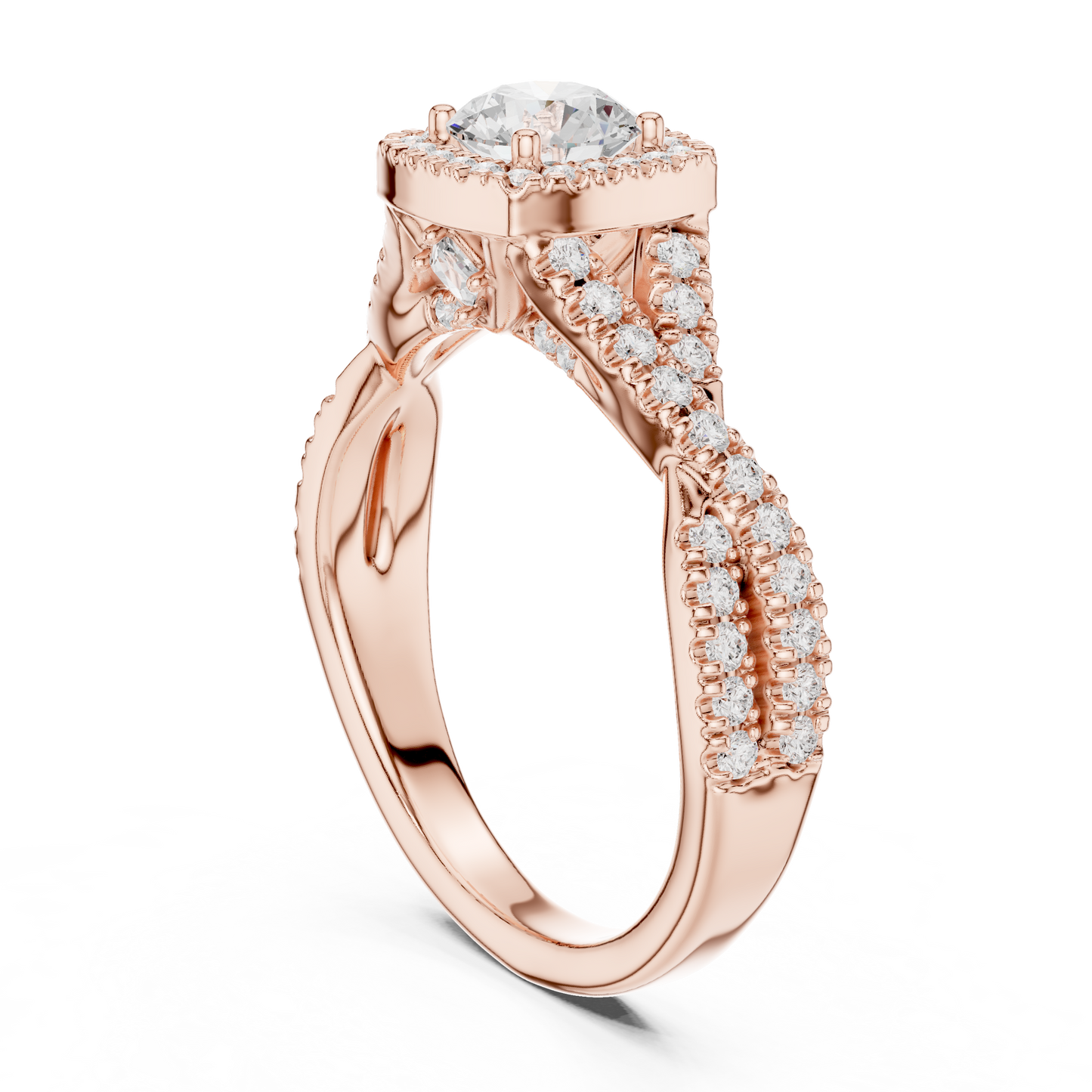 Round Pave Lab Grown Diamond Ring