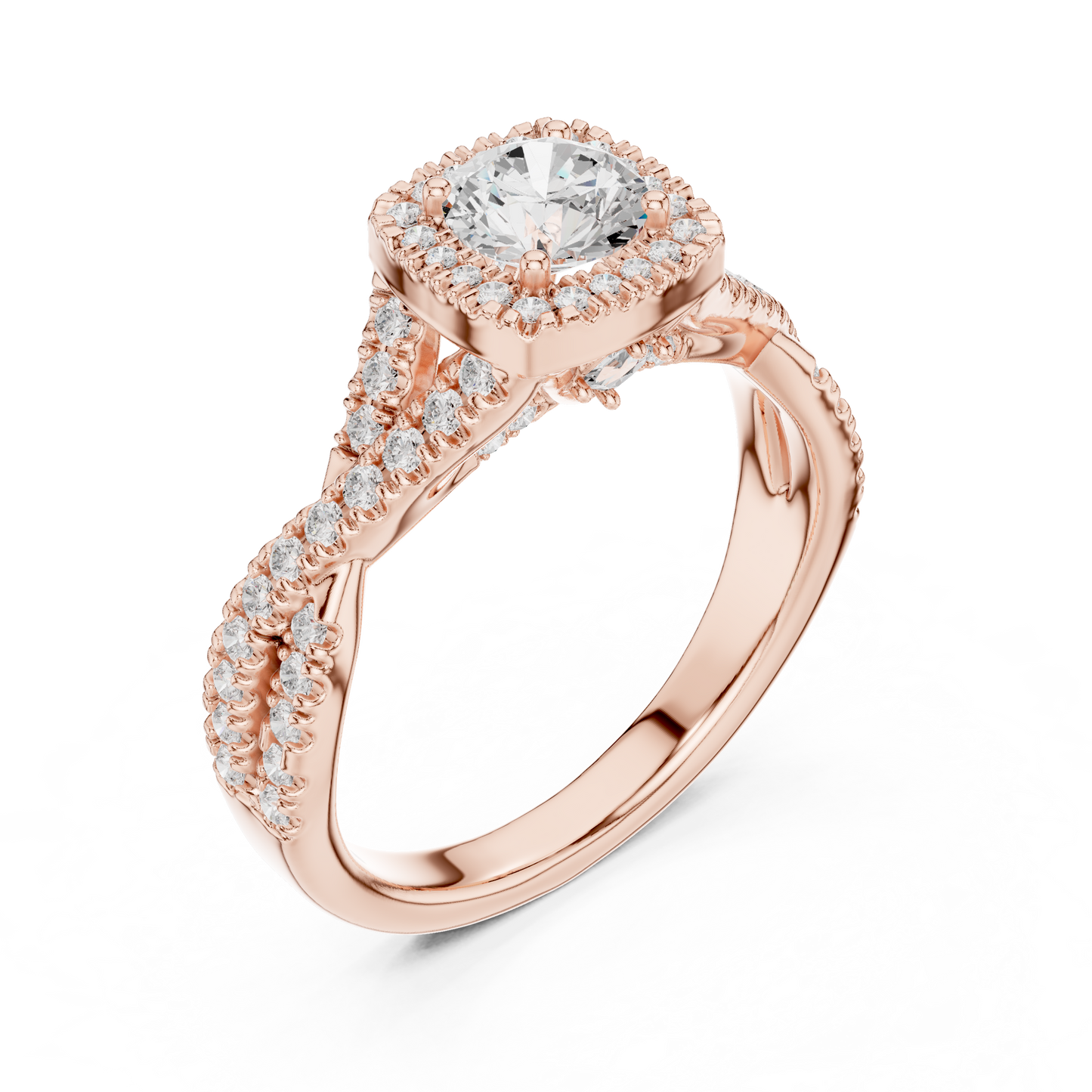 Round Pave Lab Grown Diamond Ring