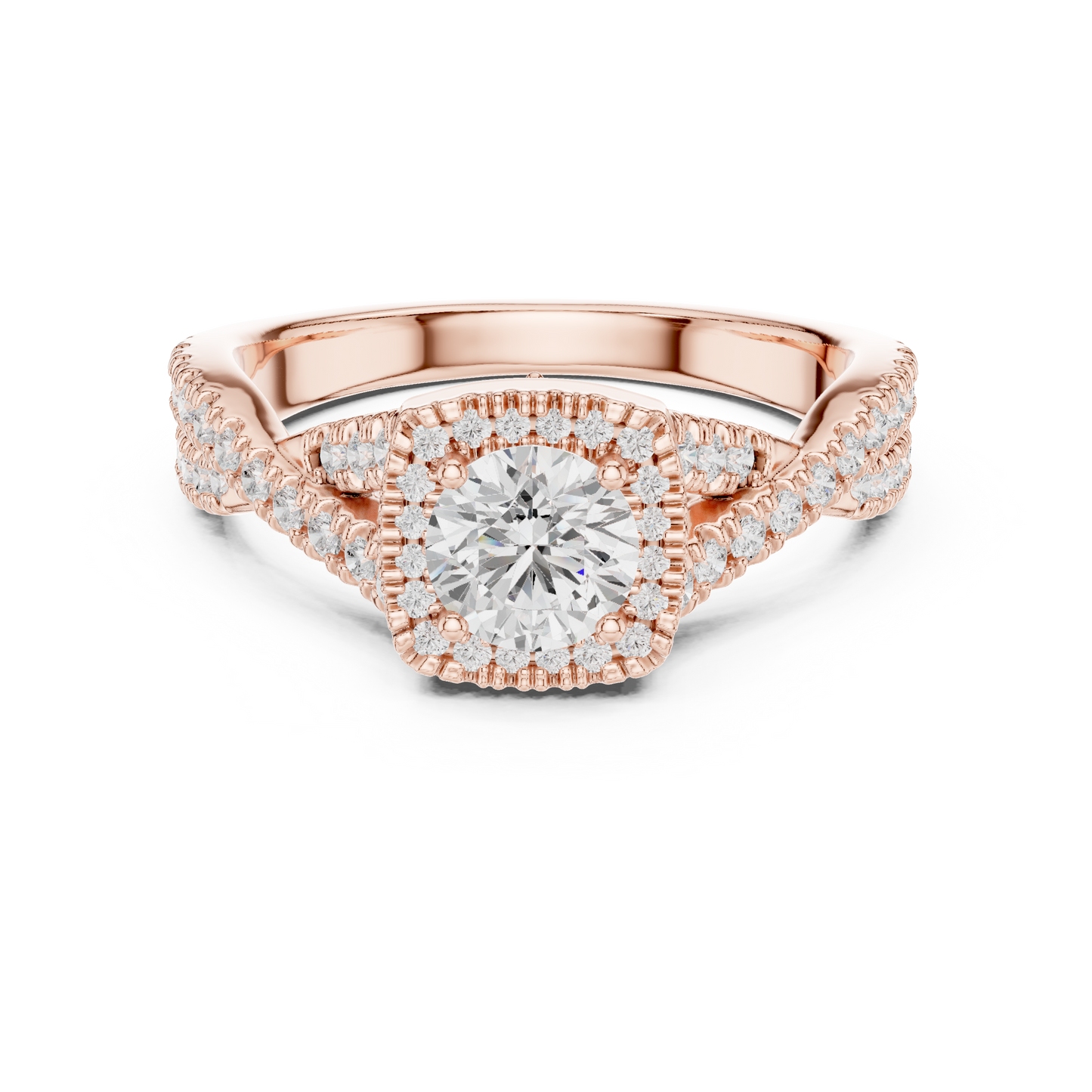 Round Pave Lab Grown Diamond Ring