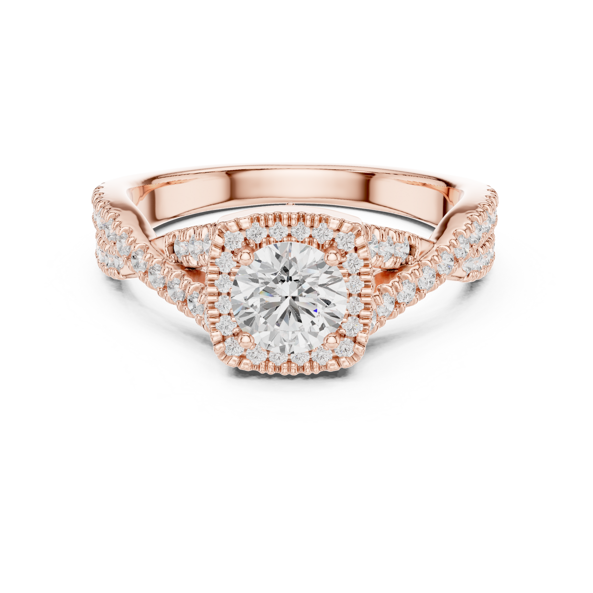 Round Pave Lab Grown Diamond Ring